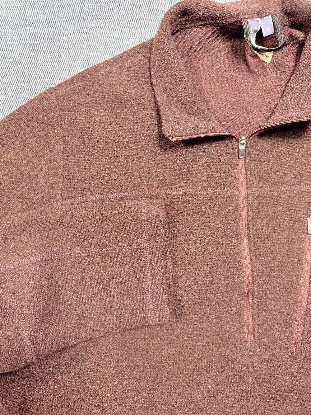 Ibex Merino Wool 1/4 Zip Pullover Sweater Men M Burgundy Maroon USA Made